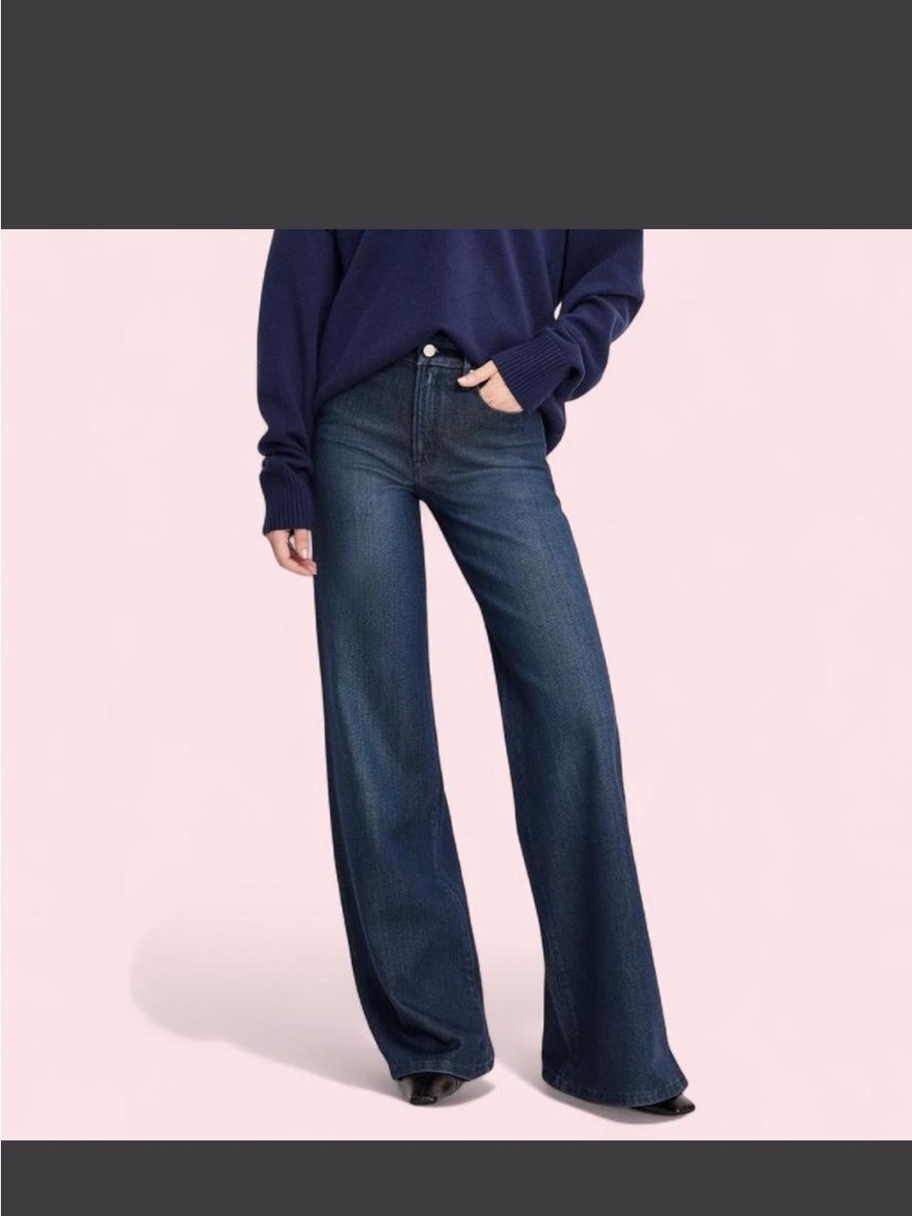 NWT Good American Wide Leg Dark Blue Palazzo Women's Jeans size 26/2